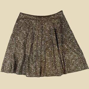 Forth & Towne Edition Olive Brown Cotton Lined Skirt Size 14 w/ Pleats Preppy